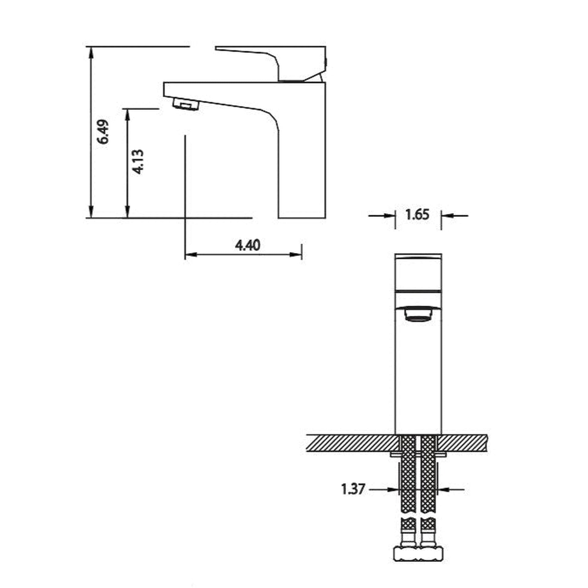 Flusso Faucets Serie 180 6" Single-Hole Brushed Nickel PVD Solid Brass Deck-Mounted Bathroom Sink Faucet With Drain