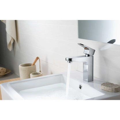 Flusso Faucets Serie 180 6" Single-Hole Chrome Solid Brass Deck-Mounted Bathroom Sink Faucet With Drain