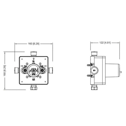 Flusso Faucets Serie 180 8" Brushed Nickel PVD Shower Trim Set With 1-Output Pressure Balance Valve