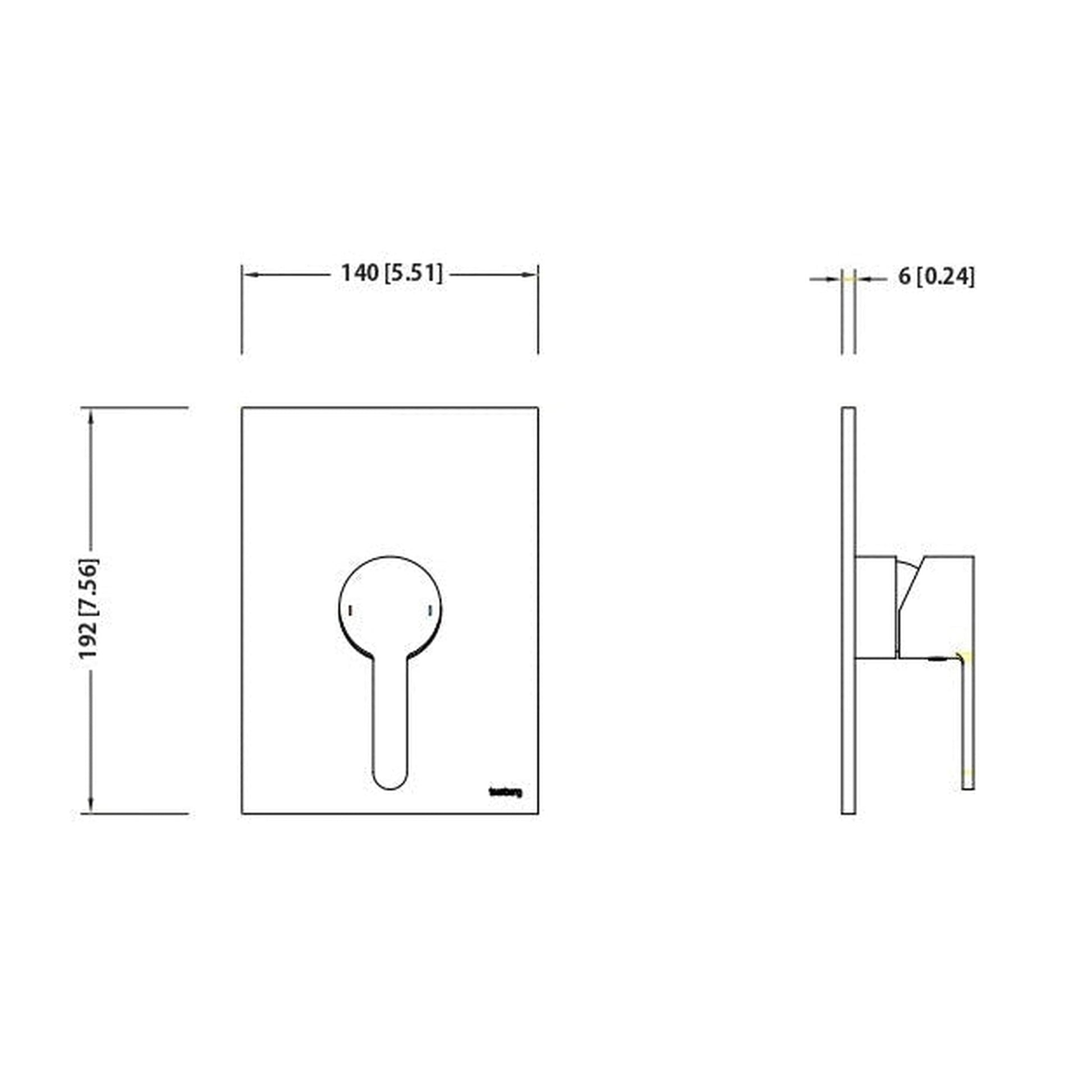 Flusso Faucets Serie 180 8" Brushed Nickel PVD Shower Trim With Handle