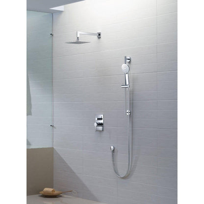 Flusso Faucets Serie 180 8" Brushed Nickel PVD Tub / Shower Trim Set With 2-Output Pressure Balance Valve and 2-Way Diverter