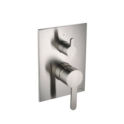 Flusso Faucets Serie 180 8" Brushed Nickel PVD Tub / Shower Trim Set With 2-Output Pressure Balance Valve and 2-Way Diverter
