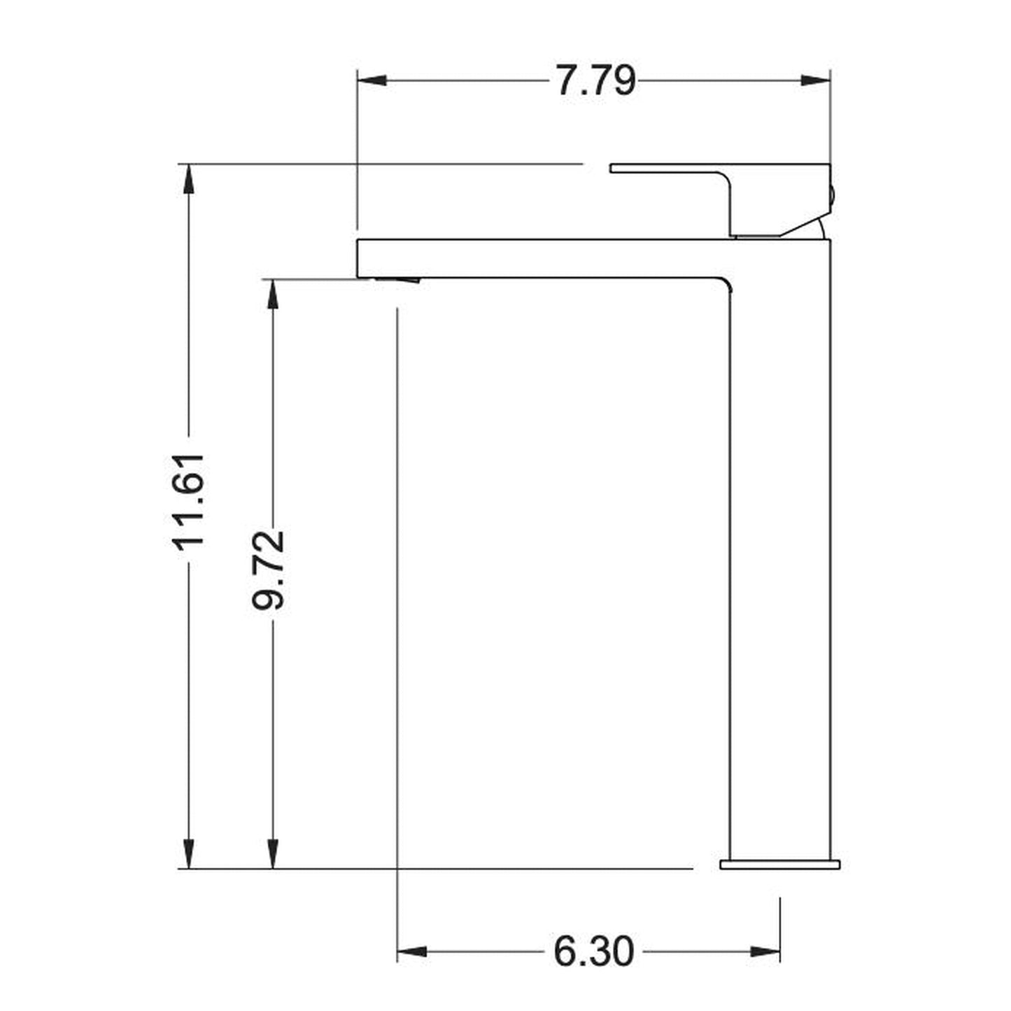 Flusso Faucets Serie 196 12" Single-Hole Matte Black Deck-Mounted Vessel Bathroom Sink Faucet