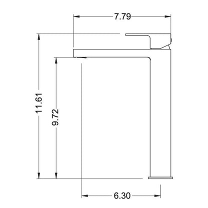 Flusso Faucets Serie 196 12" Single-Hole Satin Brass PVD Deck-Mounted Vessel Bathroom Sink Faucet