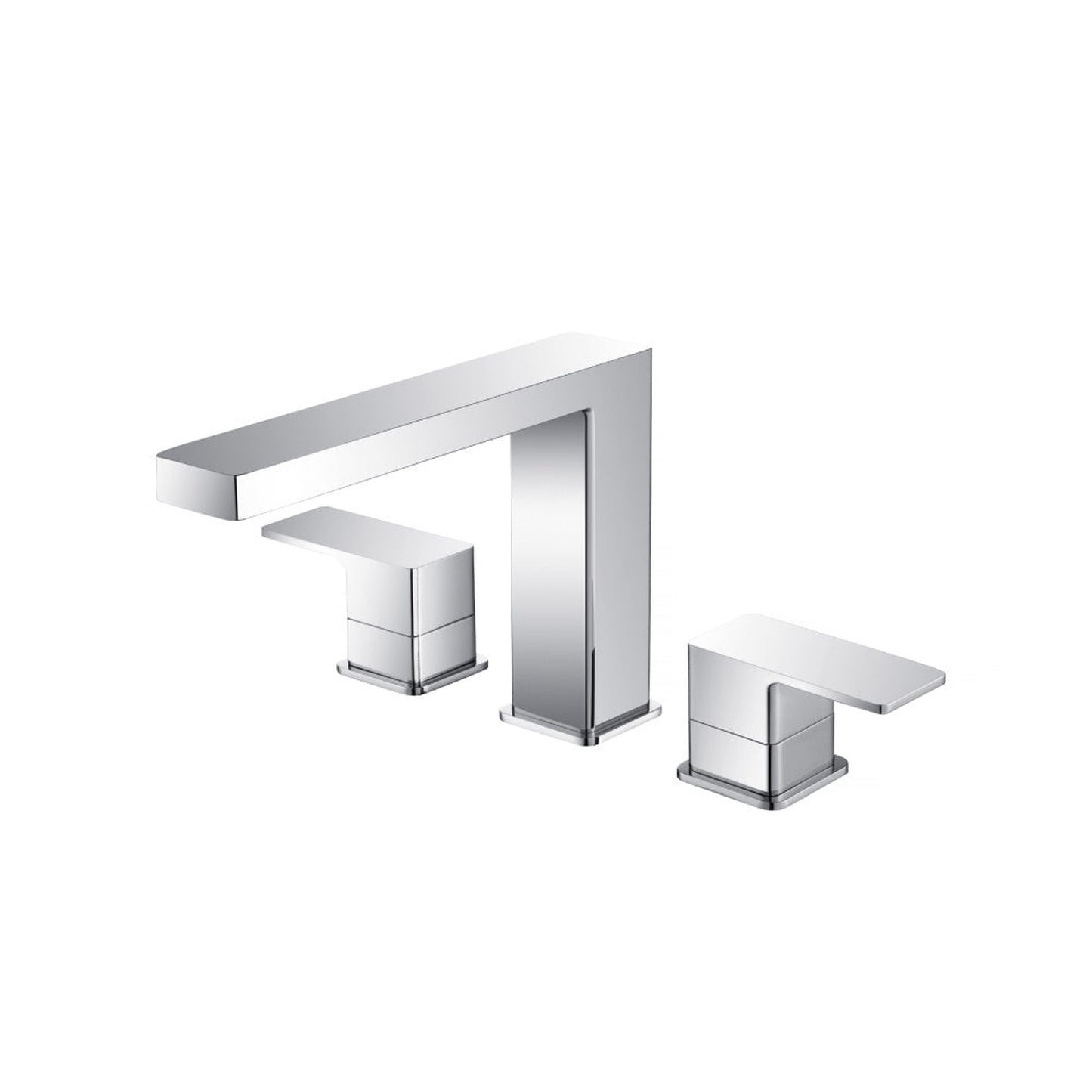 Flusso Faucets Serie 196 14" Three-Hole Chrome Solid Brass Deck-Mounted Roman Bathtub Faucet