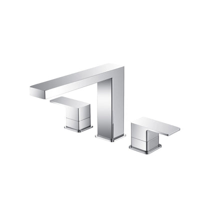 Flusso Faucets Serie 196 14" Three-Hole Chrome Solid Brass Deck-Mounted Roman Bathtub Faucet