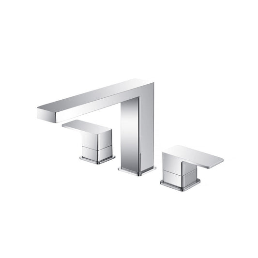 Flusso Faucets Serie 196 14" Three-Hole Chrome Solid Brass Deck-Mounted Roman Bathtub Faucet