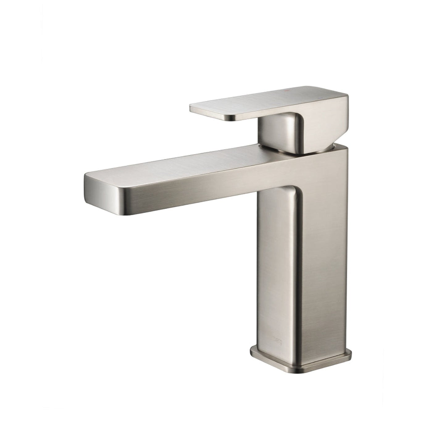 Flusso Faucets Serie 196 7" Single-Hole Brushed Nickel PVD Deck-Mounted Bathroom Sink Faucet With Pop-Up Drain and Adjustable Hot Limit Safety Stop