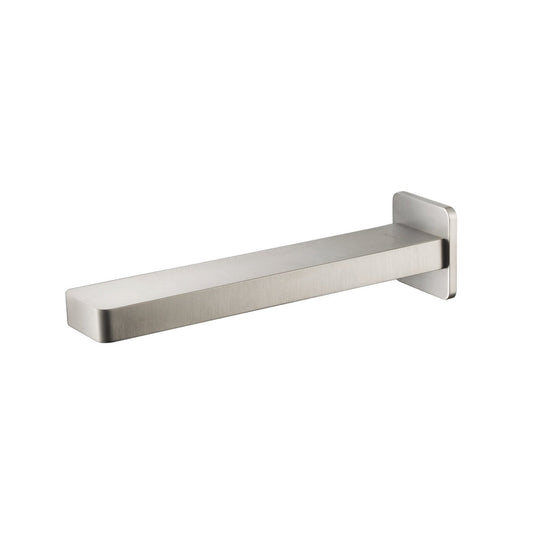 Flusso Faucets Serie 196 7" Single-Hole Brushed Nickel PVD Solid Brass Wall-Mounted Non-Diverting Bathtub Spout