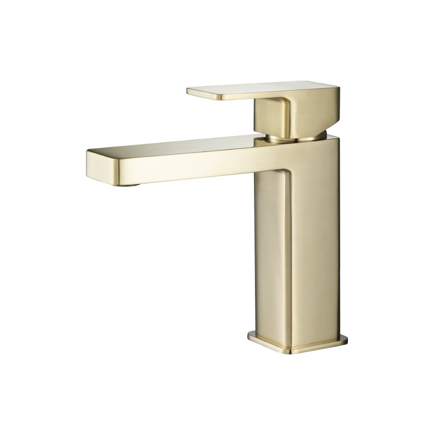 Flusso Faucets Serie 196 7" Single-Hole Satin Brass PVD Deck-Mounted Bathroom Sink Faucet With Pop-Up Drain and Adjustable Hot Limit Safety Stop