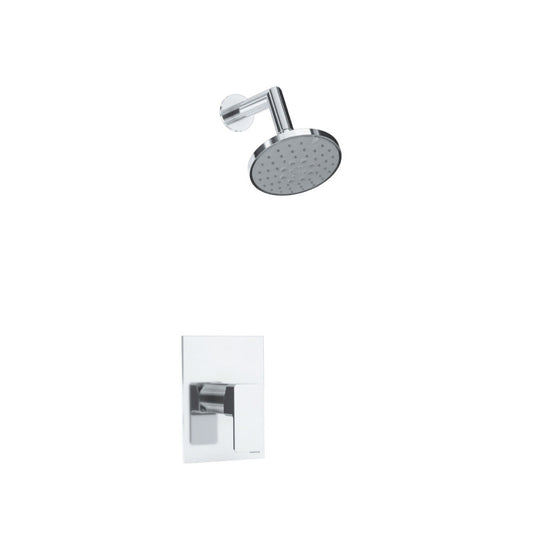 Flusso Faucets Serie 196 Single Output Matte Black Wall-Mounted Shower Set With 3-Function ABS Shower Head, Single Handle Shower Trim and 1-Output Single Control Pressure Balance Valve