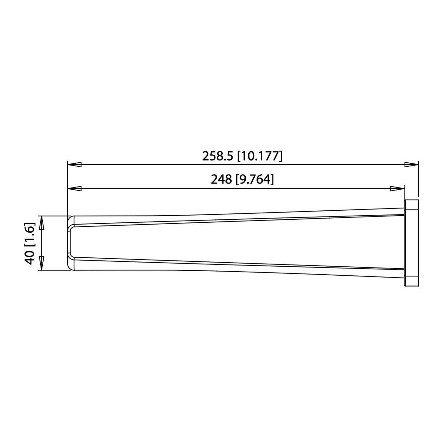 Flusso Faucets Serie 240 10" Single-Hole Brushed Nickel PVD Solid Brass Wall-Mounted Non-Diverting Bathtub Spout