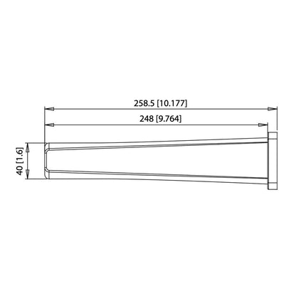 Flusso Faucets Serie 240 10" Single-Hole Chrome Solid Brass Wall-Mounted Non-Diverting Bathtub Spout