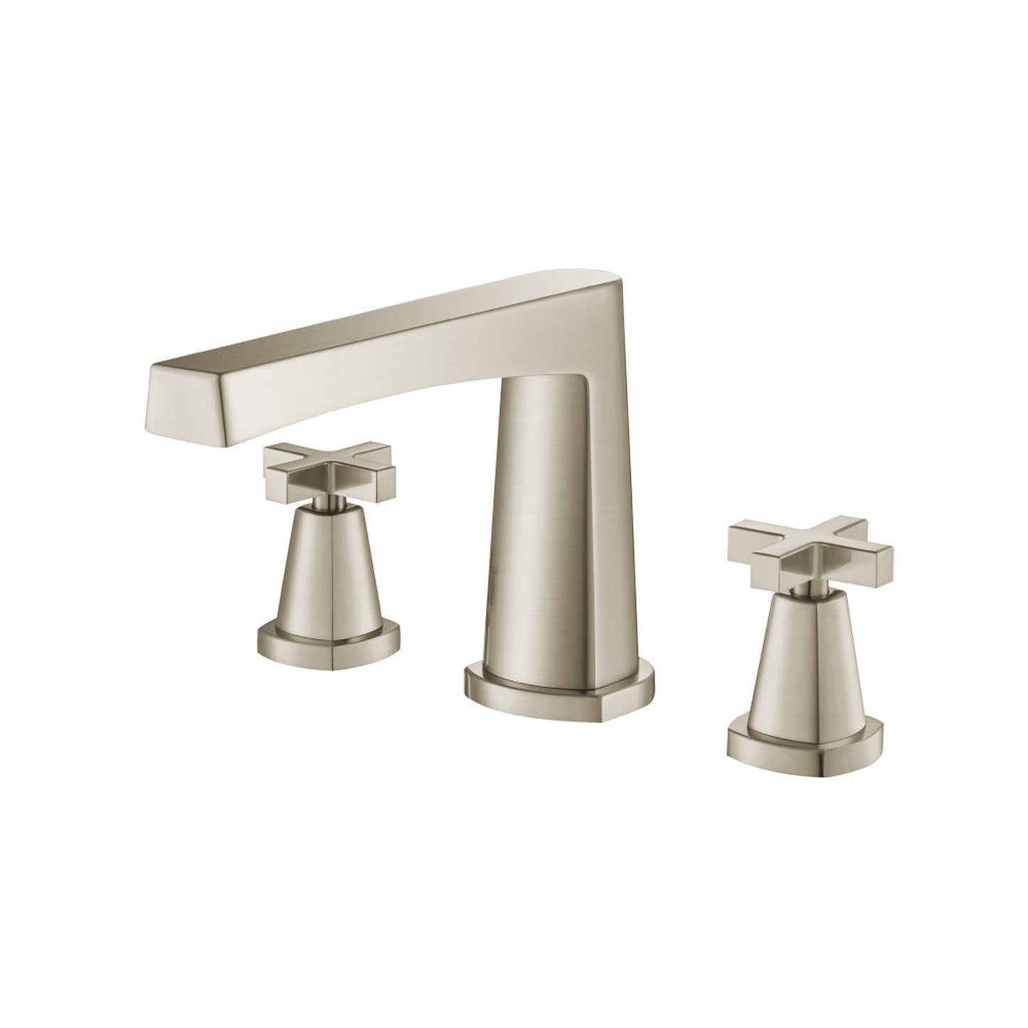Flusso Faucets Serie 240 14" Three-Hole Brushed Nickel PVD Solid Brass Deck-Mounted Roman Bathtub Faucet