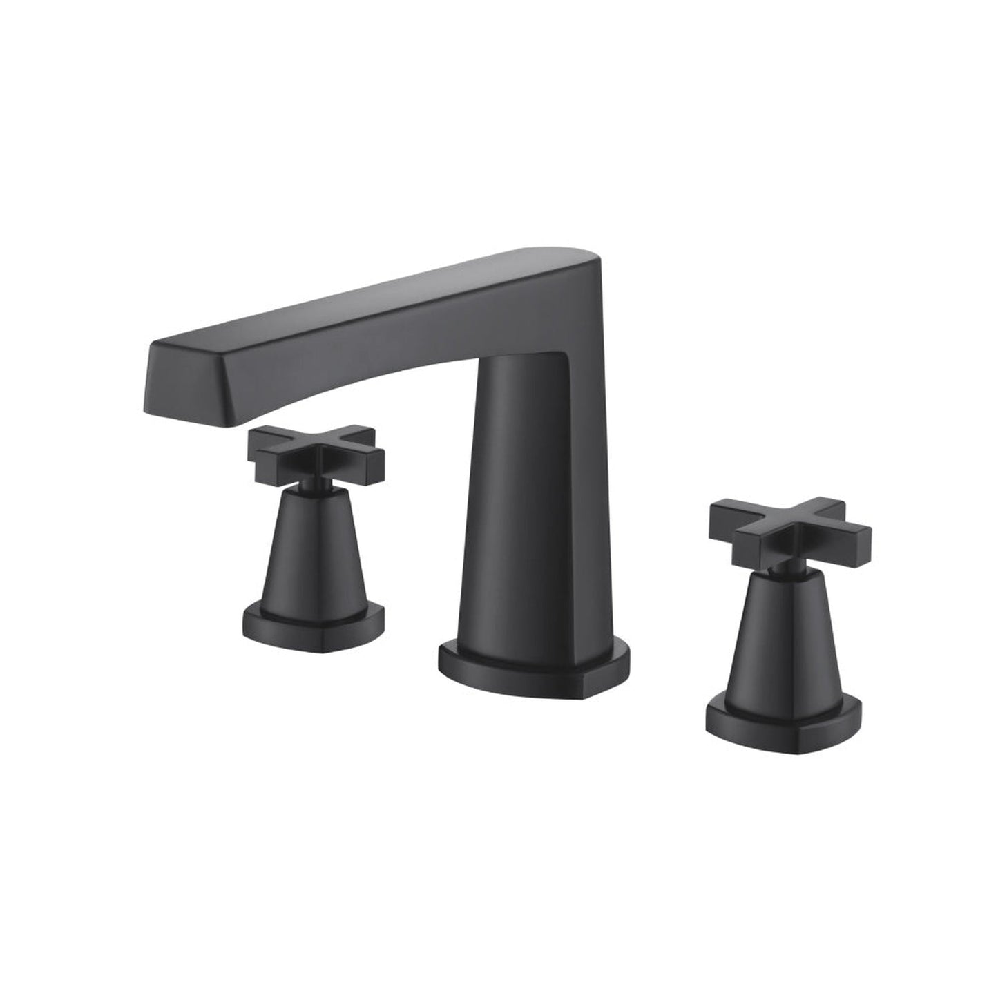 Flusso Faucets Serie 240 14" Three-Hole Matte Black Solid Brass Deck-Mounted Roman Bathtub Faucet