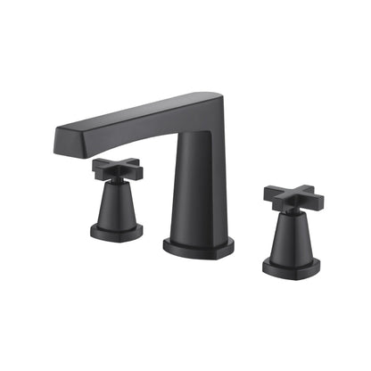 Flusso Faucets Serie 240 14" Three-Hole Matte Black Solid Brass Deck-Mounted Roman Bathtub Faucet