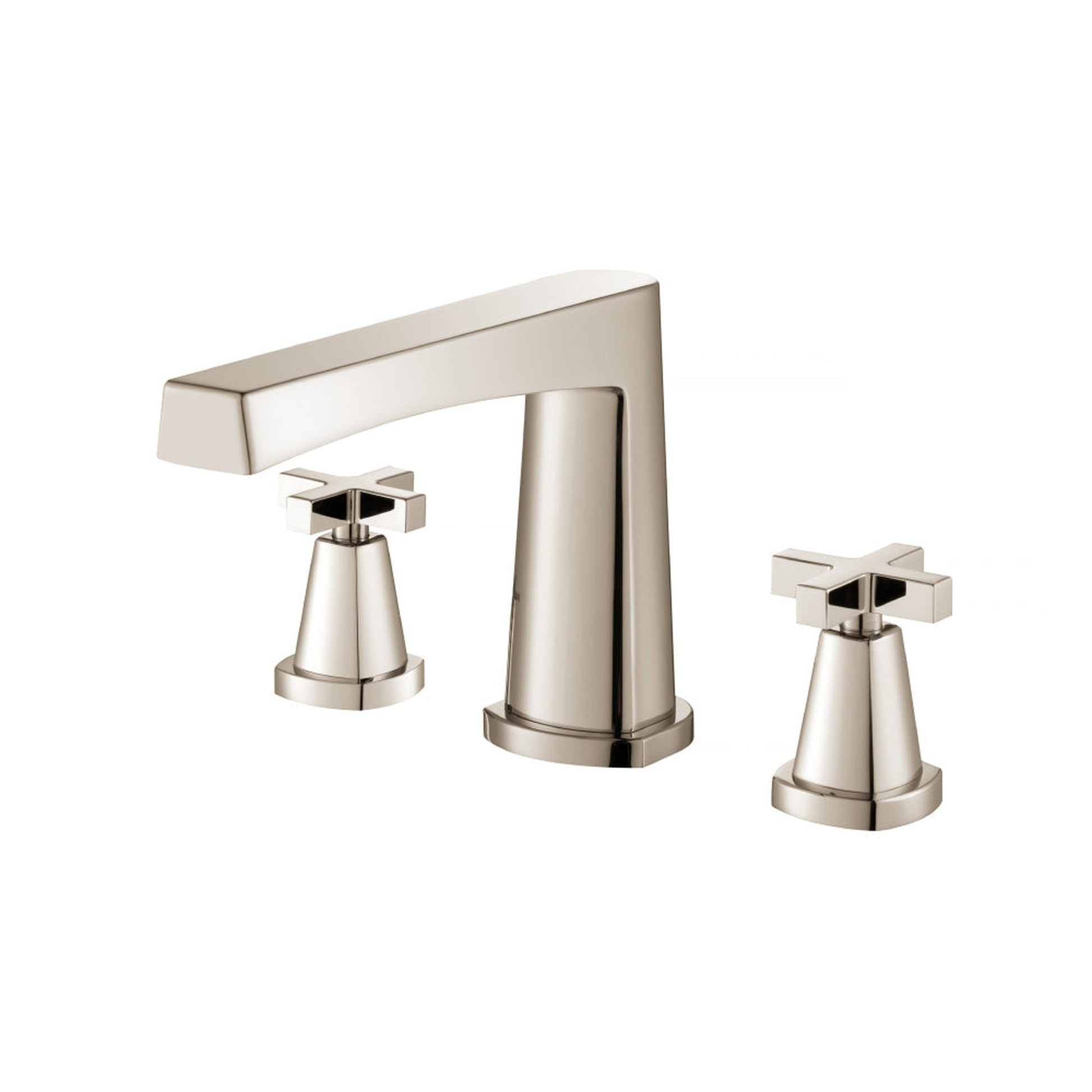 Flusso Faucets Serie 240 14" Three-Hole Polished Nickel PVD Solid Brass Deck-Mounted Roman Bathtub Faucet