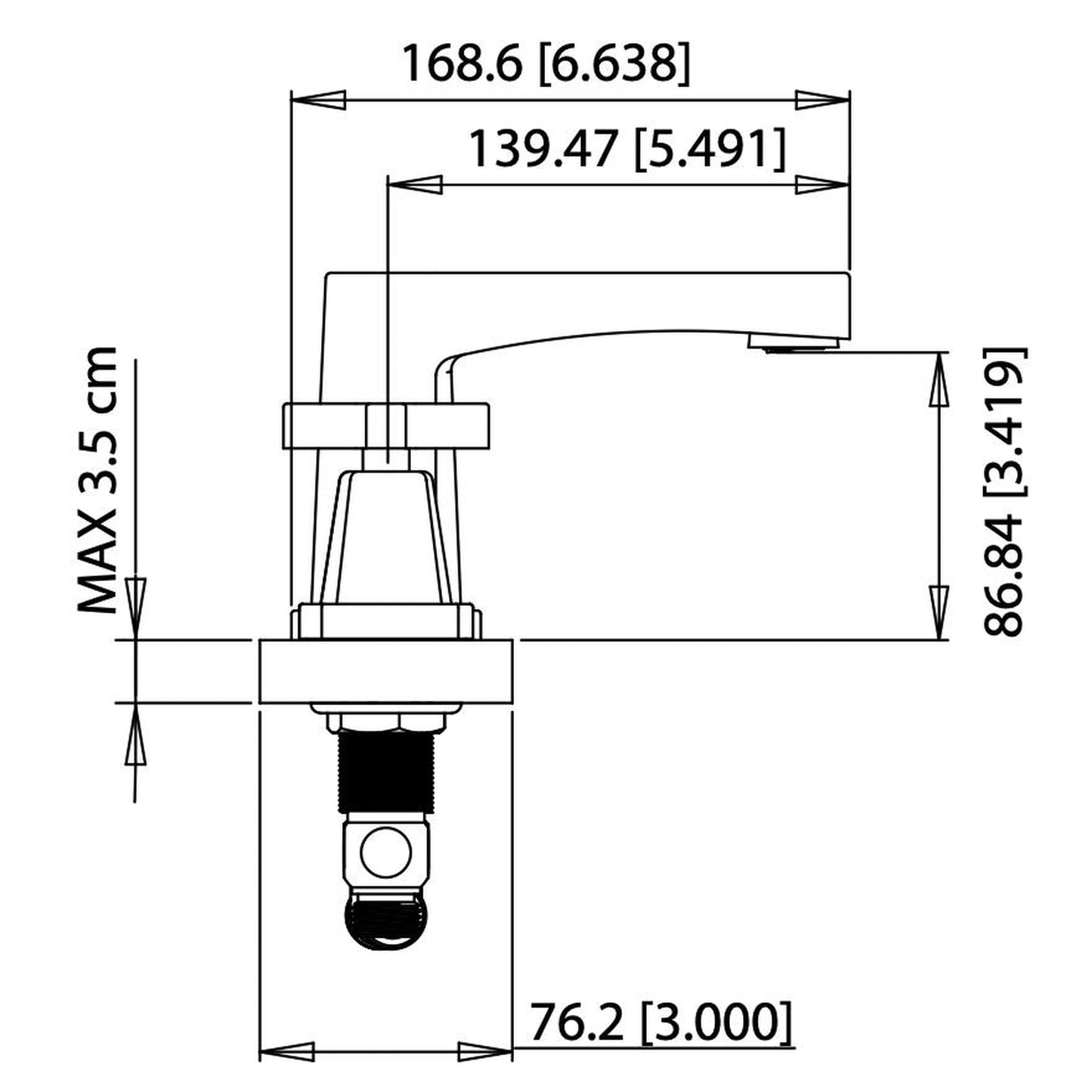Flusso Faucets Serie 240 16" Three-Hole Brushed Nickel PVD Solid Brass Deck-Mounted Widespread Bathroom Sink Faucet With Overflow Pop-Up Drain