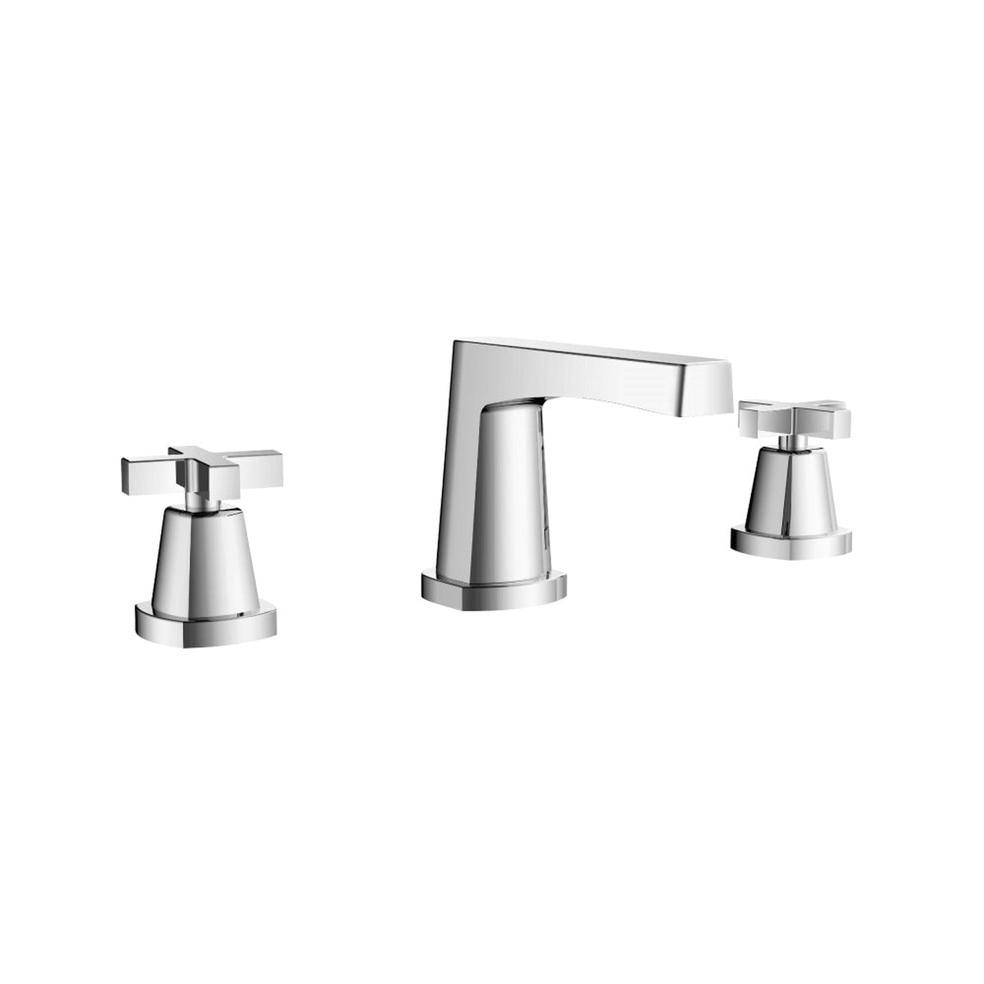 Flusso Faucets Serie 240 16" Three-Hole Polished Nickel PVD Solid Brass Deck-Mounted Widespread Bathroom Sink Faucet With Overflow Pop-Up Drain