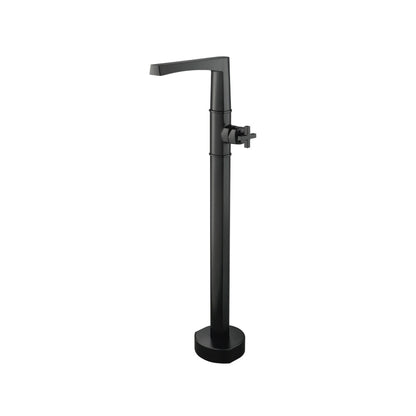 Flusso Faucets Serie 240 39" Matte Black Freestanding Floor-Mounted Bathtub Filler With 0.75" NPT Connection Valve