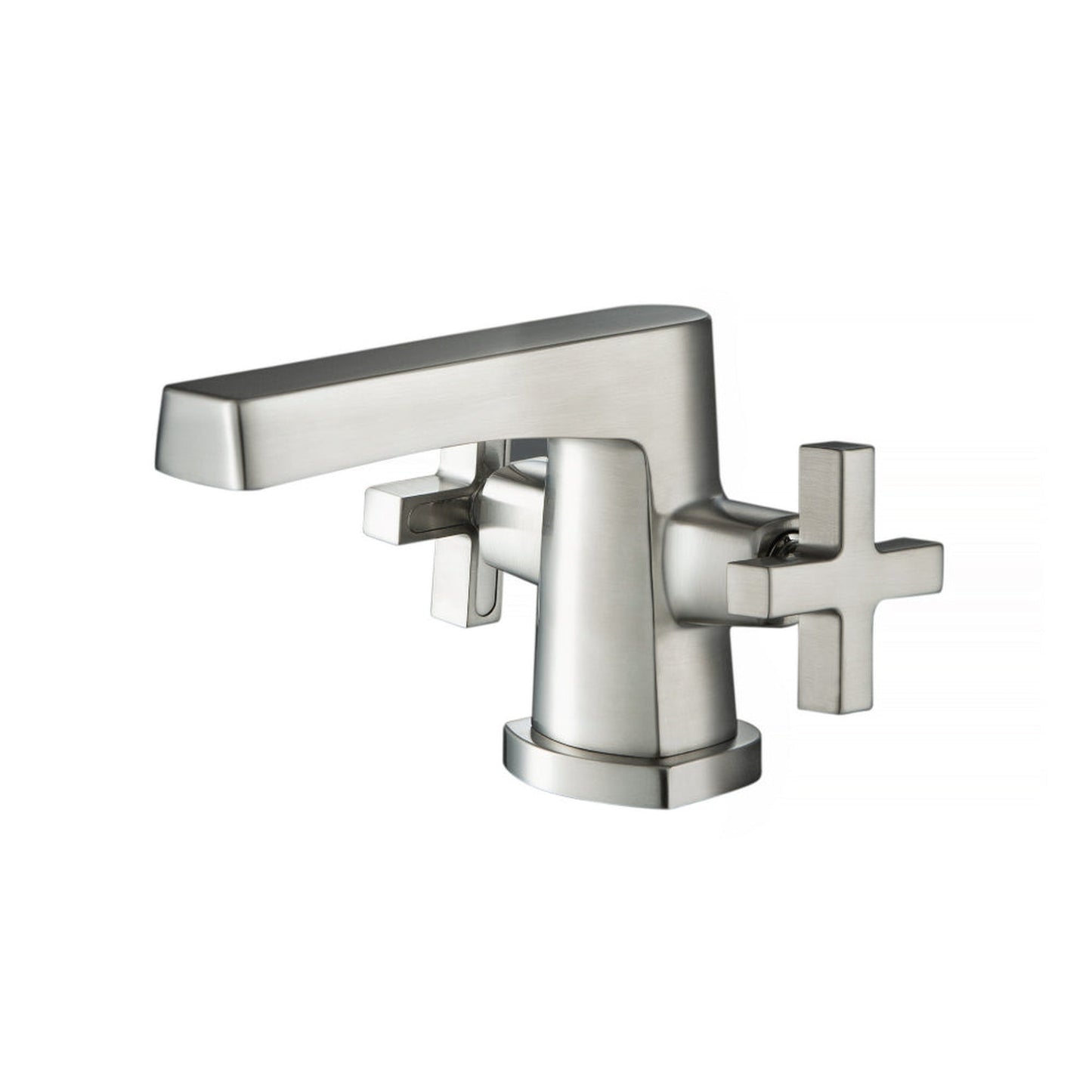 Flusso Faucets Serie 240 4" Two-Handle Single-Hole Brushed Nickel PVD Deck-Mounted Bathroom Sink Faucet With Pop-Up Drain