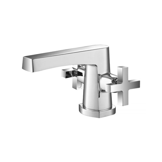 Flusso Faucets Serie 240 4" Two-Handle Single-Hole Chrome Deck-Mounted Bathroom Sink Faucet With Pop-Up Drain