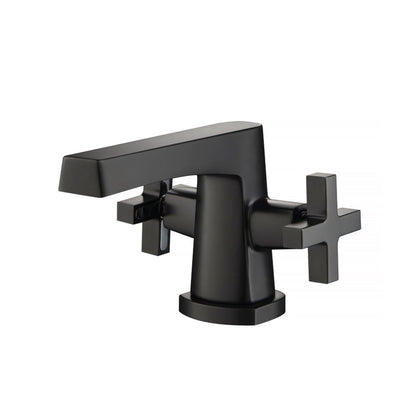 Flusso Faucets Serie 240 4" Two-Handle Single-Hole Matte Black Deck-Mounted Bathroom Sink Faucet With Pop-Up Drain