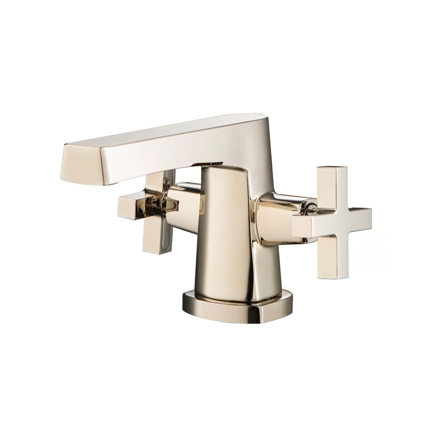 Flusso Faucets Serie 240 4" Two-Handle Single-Hole Polished Nickel PVD Deck-Mounted Bathroom Sink Faucet With Pop-Up Drain