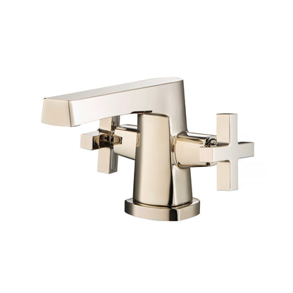 Flusso Faucets Serie 240 4" Two-Handle Single-Hole Polished Nickel PVD Deck-Mounted Bathroom Sink Faucet With Pop-Up Drain