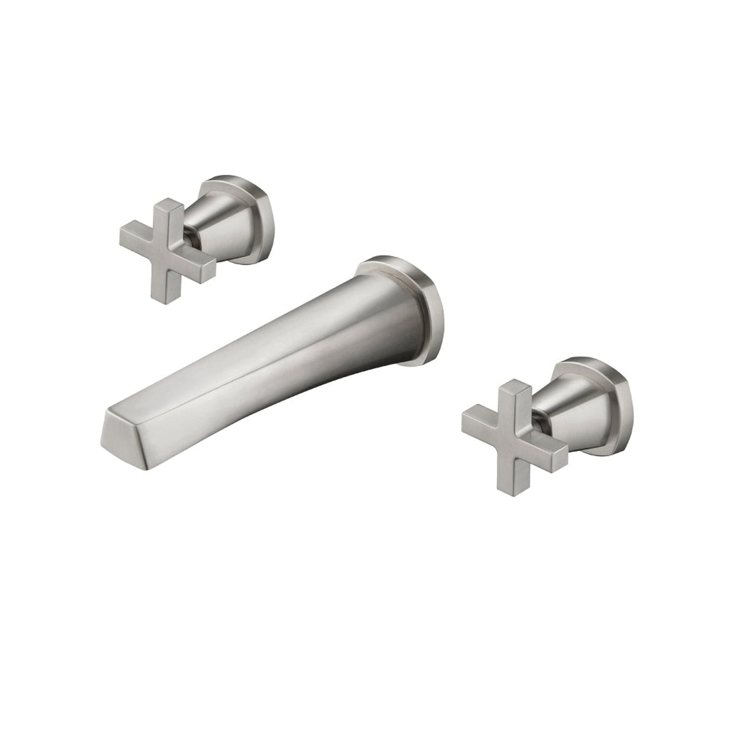 Flusso Faucets Serie 240 9" Three-Hole Brushed Nickel PVD Wall-Mounted Bathtub Faucet