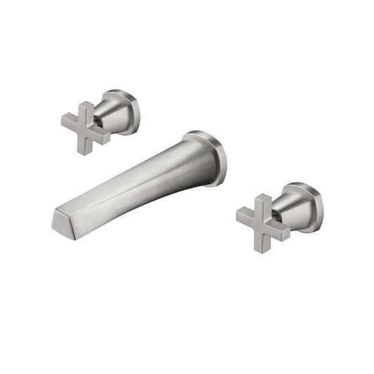 Flusso Faucets Serie 240 9" Three-Hole Brushed Nickel PVD Wall-Mounted Bathtub Faucet