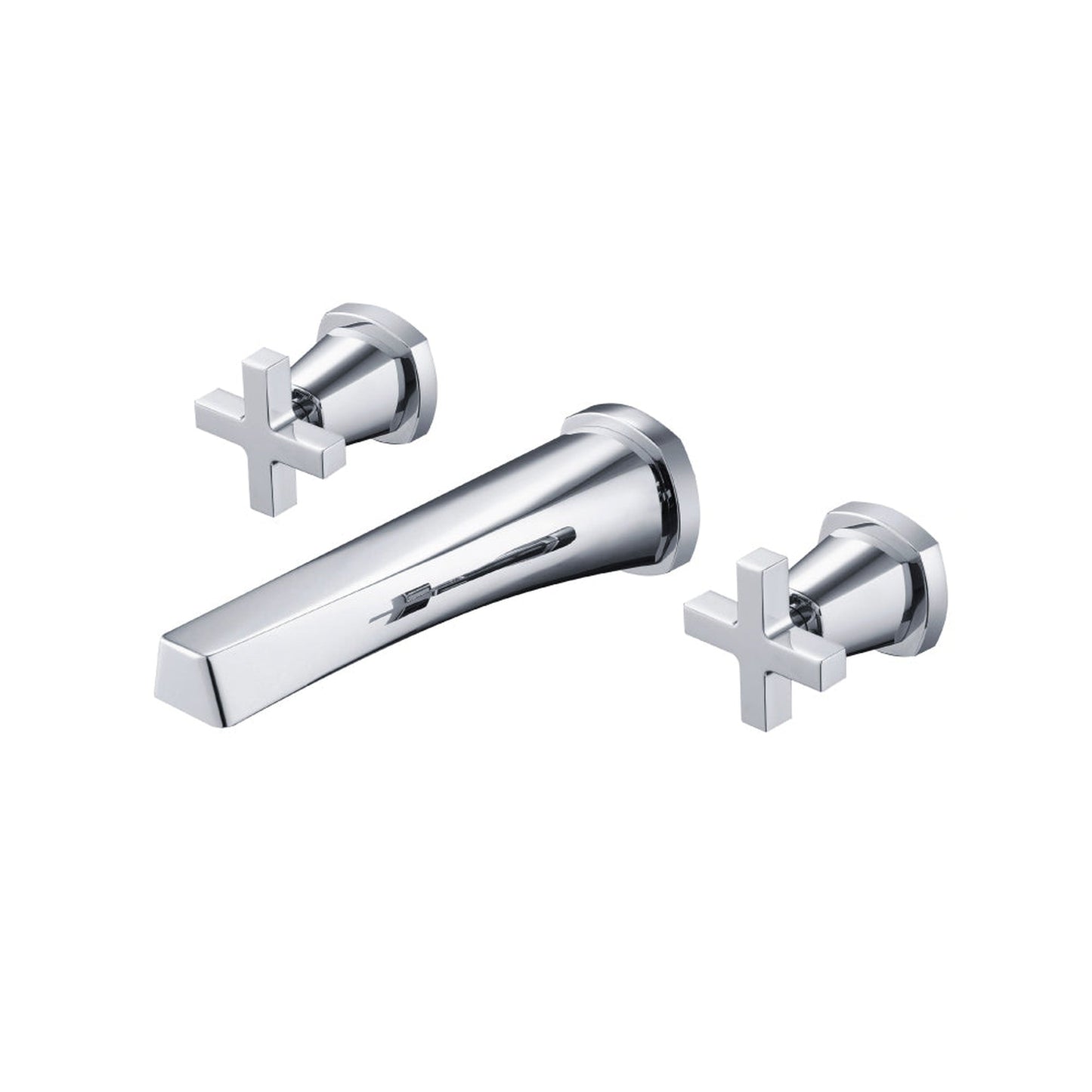 Flusso Faucets Serie 240 9" Three-Hole Chrome Wall-Mounted Bathtub Faucet With 0.50" Rough-In Valve