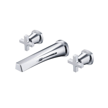Flusso Faucets Serie 240 9" Three-Hole Chrome Wall-Mounted Bathtub Faucet With 0.50" Rough-In Valve