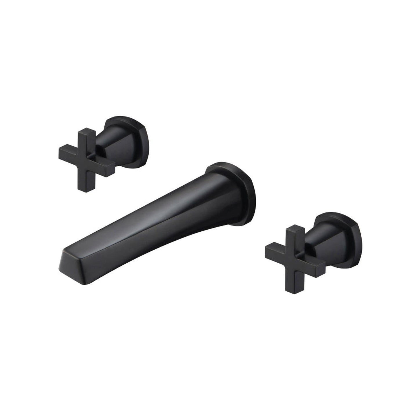 Flusso Faucets Serie 240 9" Three-Hole Matte Black Wall-Mounted Bathtub Faucet With 0.50" Rough-In Valve