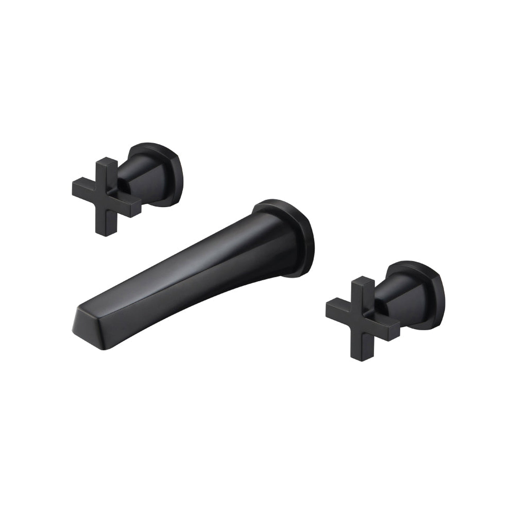 Flusso Faucets Serie 240 9" Three-Hole Matte Black Wall-Mounted Bathtub Faucet With 0.50" Rough-In Valve
