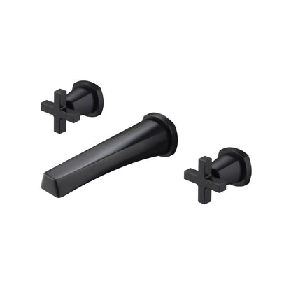 Flusso Faucets Serie 240 9" Three-Hole Matte Black Wall-Mounted Bathtub Faucet With 0.50" Rough-In Valve