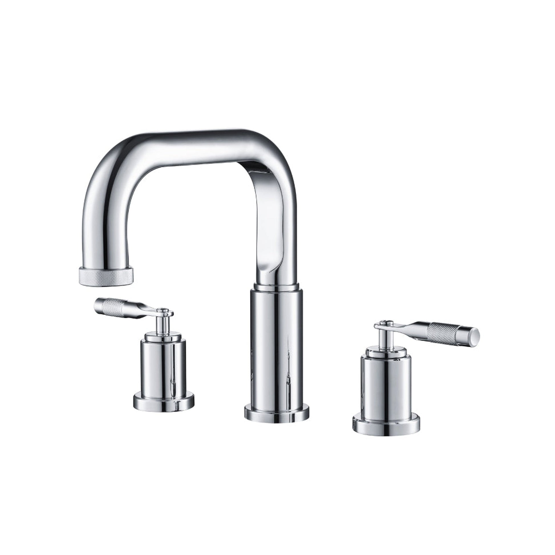 Flusso Faucets Serie 250 14" Three-Hole Chrome Solid Brass Deck-Mounted Roman Bathtub Faucet