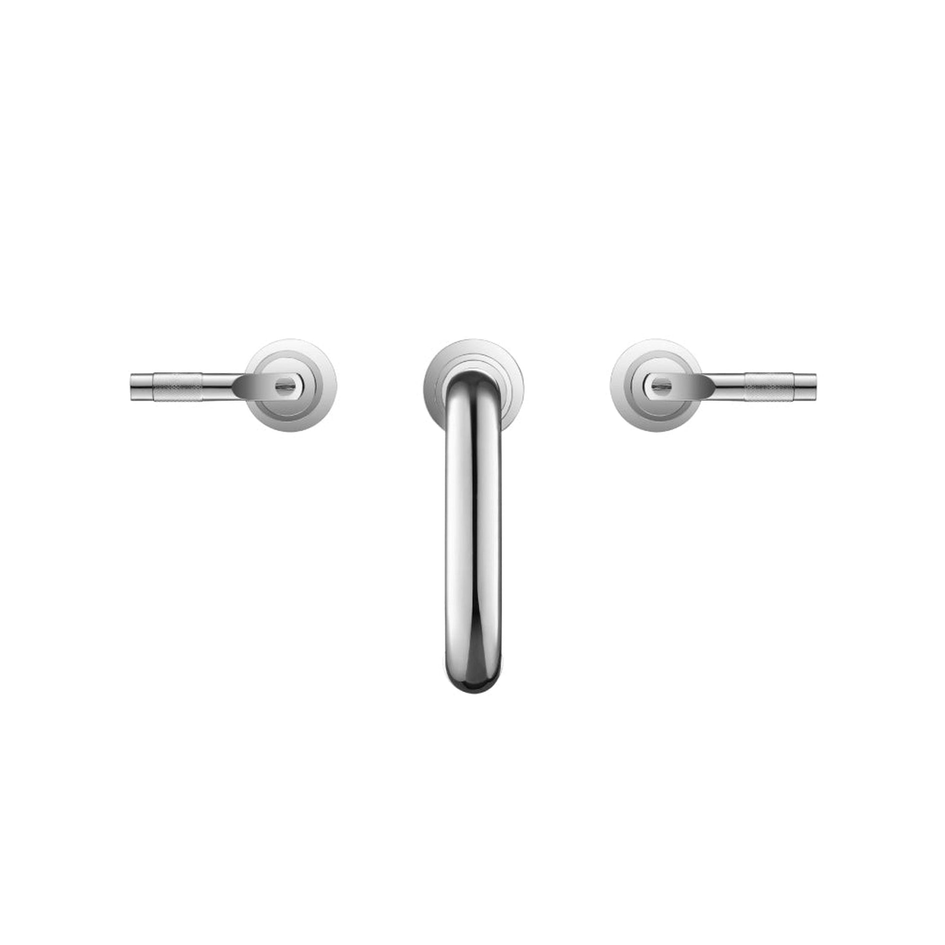 Flusso Faucets Serie 250 14" Three-Hole Chrome Solid Brass Deck-Mounted Widespread Bathroom Sink Faucet With Overflow Pop-Up Drain