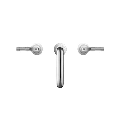 Flusso Faucets Serie 250 14" Three-Hole Chrome Solid Brass Deck-Mounted Widespread Bathroom Sink Faucet With Overflow Pop-Up Drain