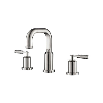 Flusso Faucets Serie 250 14" Three-Hole Chrome Solid Brass Deck-Mounted Widespread Bathroom Sink Faucet With Overflow Pop-Up Drain