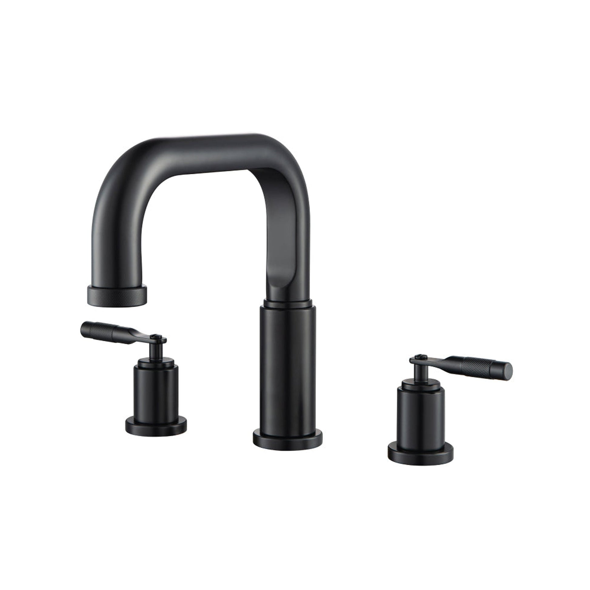 Flusso Faucets Serie 250 14" Three-Hole Matte Black Solid Brass Deck-Mounted Roman Bathtub Faucet