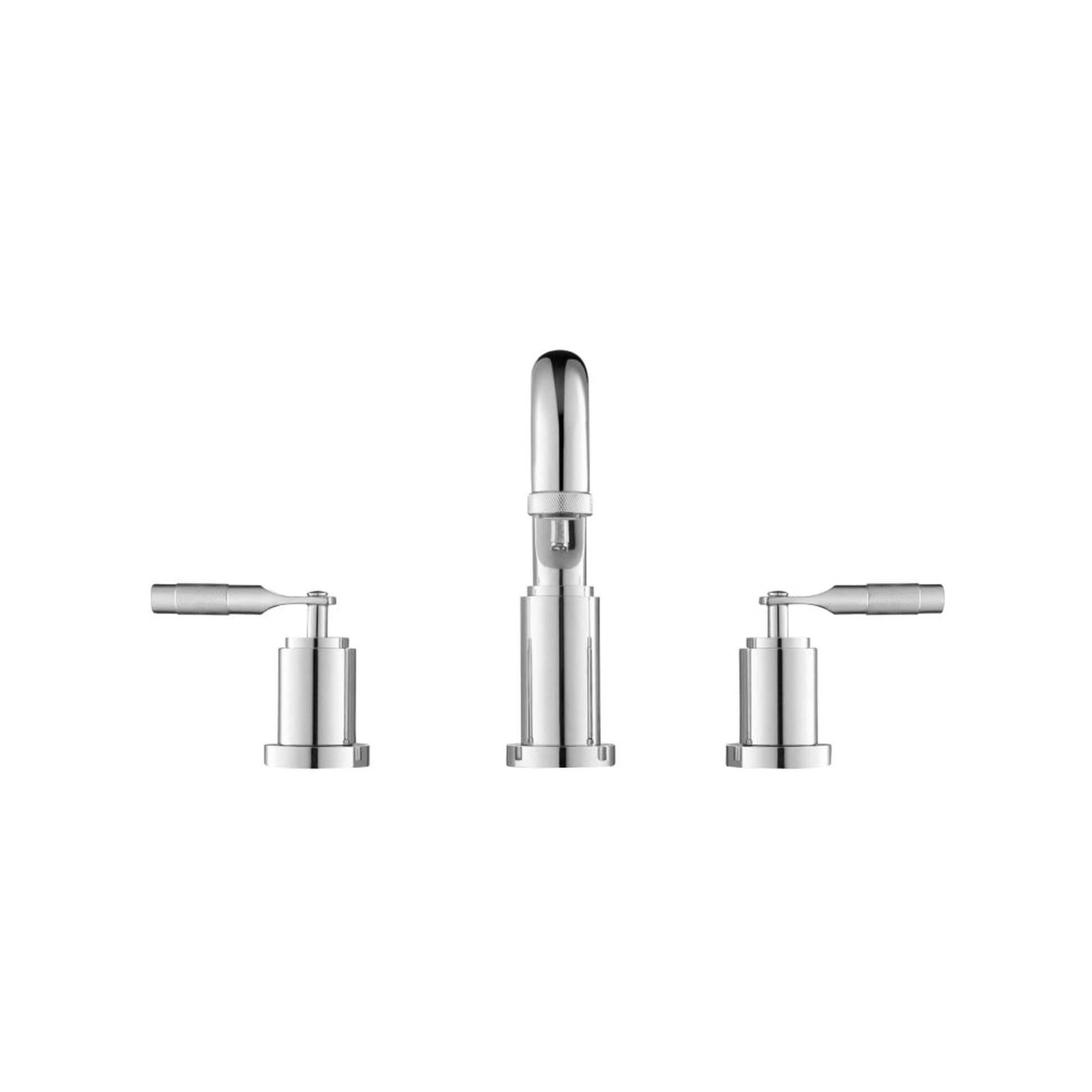 Flusso Faucets Serie 250 14" Three-Hole Matte Black Solid Brass Deck-Mounted Widespread Bathroom Sink Faucet With Overflow Pop-Up Drain