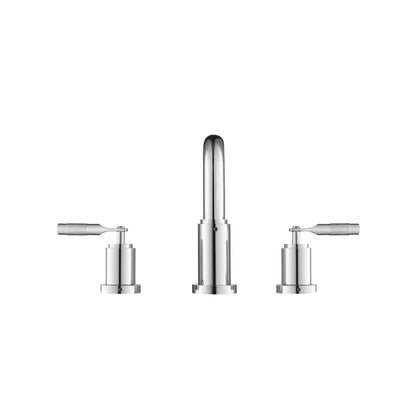 Flusso Faucets Serie 250 14" Three-Hole Matte Black Solid Brass Deck-Mounted Widespread Bathroom Sink Faucet With Overflow Pop-Up Drain