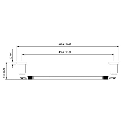 Flusso Faucets Serie 250 20" Chrome Solid Brass Wall-Mounted Bathroom Towel Bar