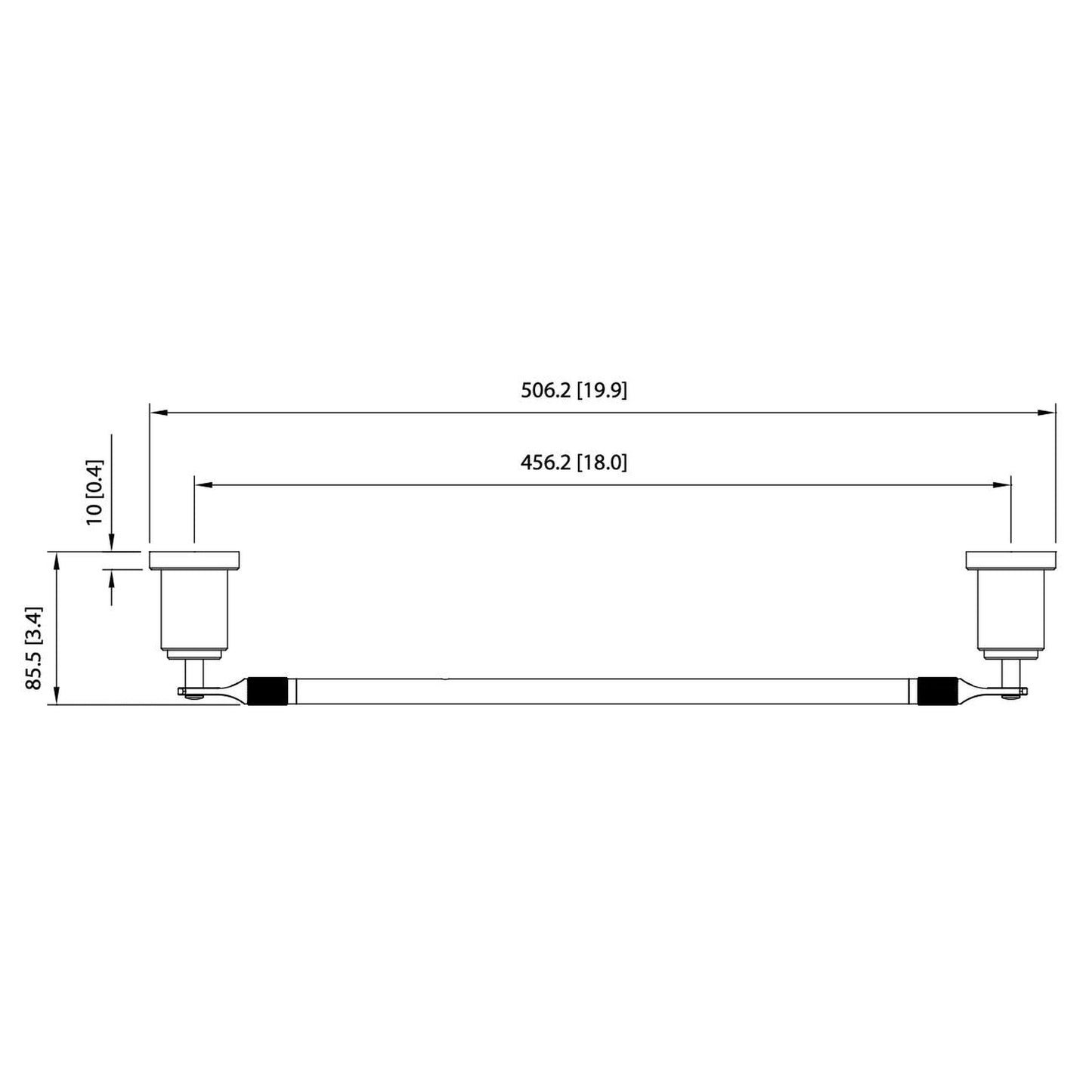 Flusso Faucets Serie 250 20" Matte Black Solid Brass Wall-Mounted Bathroom Towel Bar