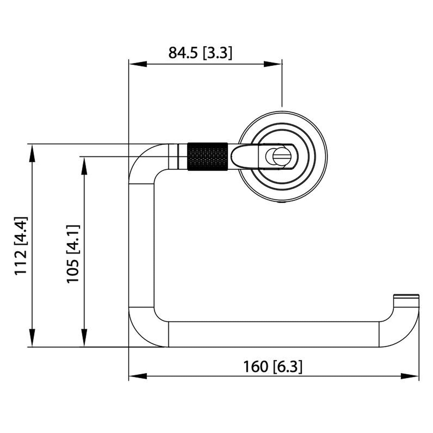 Flusso Faucets Serie 250 6" Brushed Nickel PVD Solid Brass Wall-Mounted Toilet Paper Holder