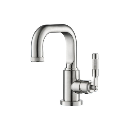 Flusso Faucets Serie 250 8" Single-Hole Brushed Nickel PVD Deck-Mounted Bathroom Sink Faucet With Pop-Up Drain