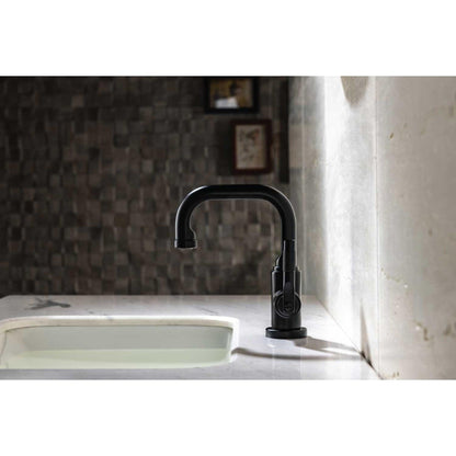 Flusso Faucets Serie 250 8" Single-Hole Matte Black Deck-Mounted Bathroom Sink Faucet With Pop-Up Drain