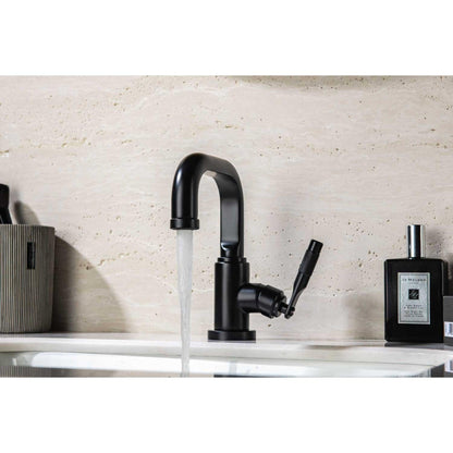 Flusso Faucets Serie 250 8" Single-Hole Matte Black Deck-Mounted Bathroom Sink Faucet With Pop-Up Drain