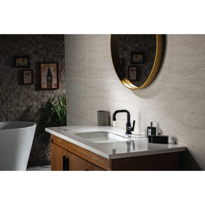 Flusso Faucets Serie 250 8" Single-Hole Matte Black Deck-Mounted Bathroom Sink Faucet With Pop-Up Drain